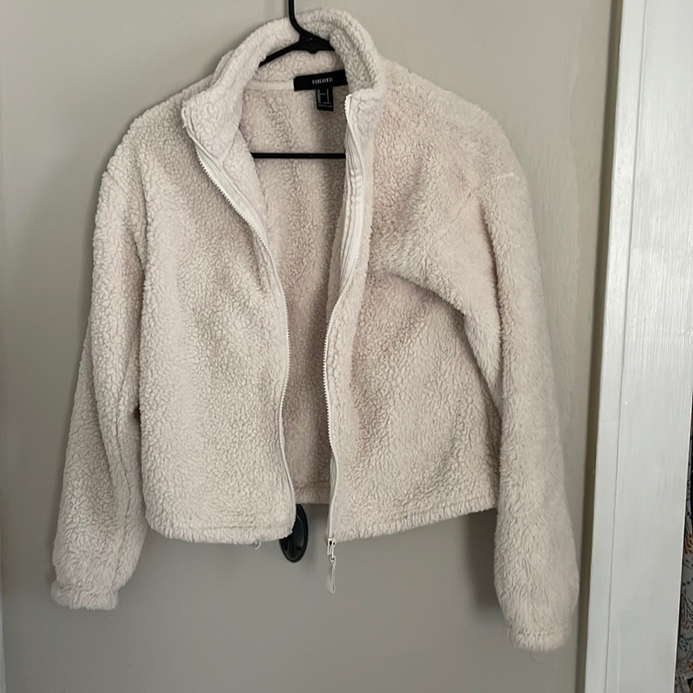 Sherpa cropped zip up jacket